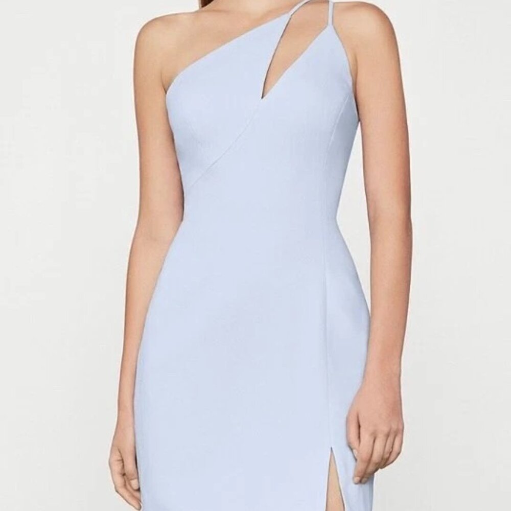 BCBGMAXAZRIA Dress Bodycon Arctic Ice Blue Asymmetrical One Shoulder Size 0 NWT